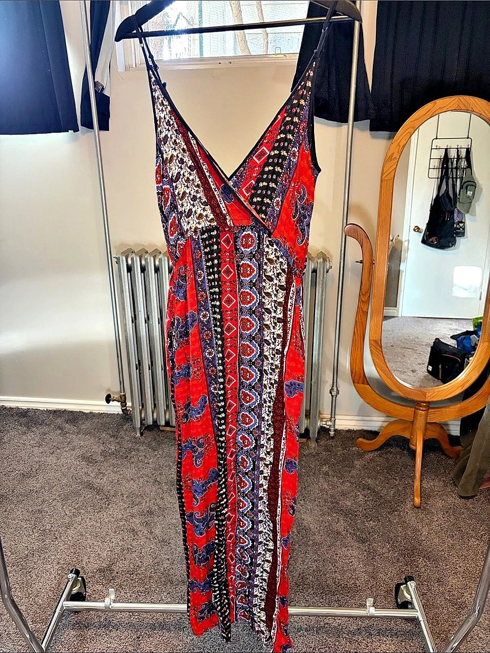 Band of Gypsies Paisley Maxi Dress in Red & Blue